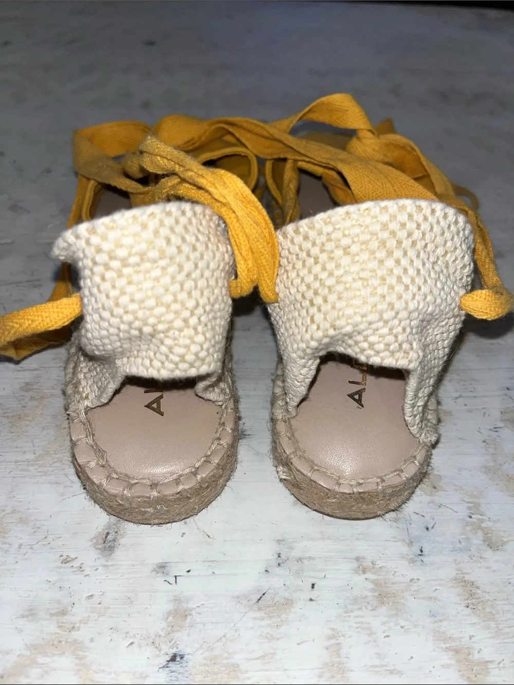 ALDO Seniorita wrap tie espadrilles in yellow | size 6.5